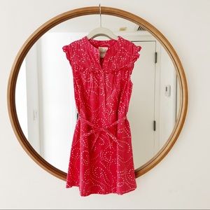 Peek Sleevless Heart Pattern Pink Dress With Belt Size 6-7